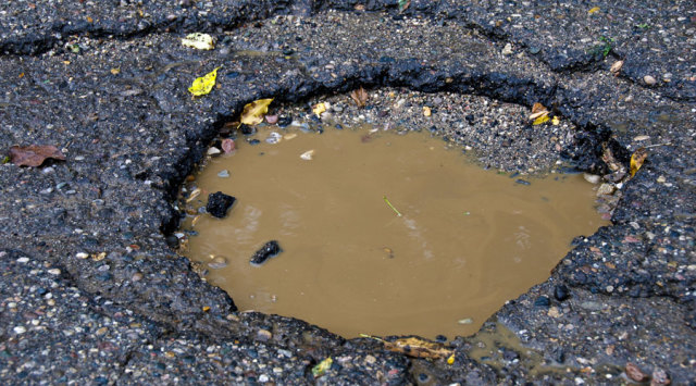 Pothole on a tarmac road